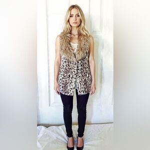 Adrienne Landau Chic Sheared Faux Fur Vest Sz S